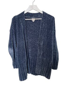 A New Day Chenille Cardigan Blue Super Soft Open Front Cozy